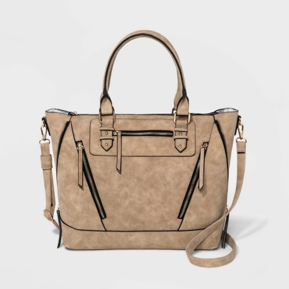 💚VR NYC Zipper Satchel Handbag - Tan - Picture 2 of 4